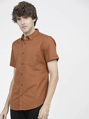 Image of Ketch Men's Cotton Slim Fit Solid Half Sleeve Shirt