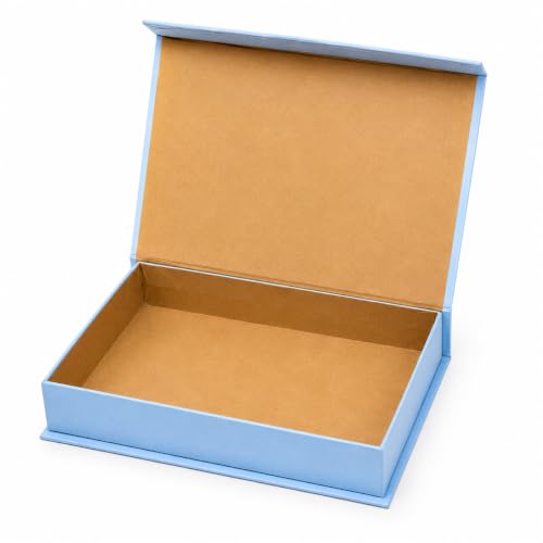 Image of Raksha Bandhan Gift Box with 12 Compartments | Premium Hard Board Festive Packaging Box with Golden Tray | Reusable Empty Gift Box for Dry Fruits Chocolates Sweets and Rakhi Gifting, Sky Blue, Pack of 6
