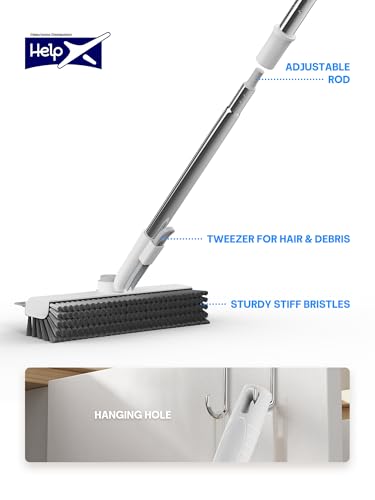 3 in 1 Floor Scrub Brush with Long Handle, Multi-Angle Swivel Head