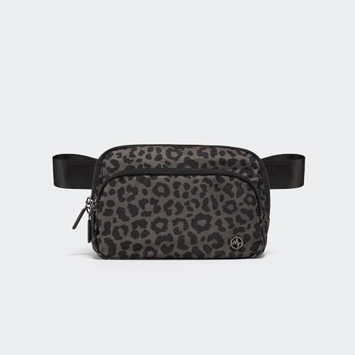 Image of Pander Nylon Crossbody Belt Bag with Excess Strap Keepers, 6-Pocket Adjustable Sling Fanny Pack for Travel and Everyday Carry, Grey Leopard