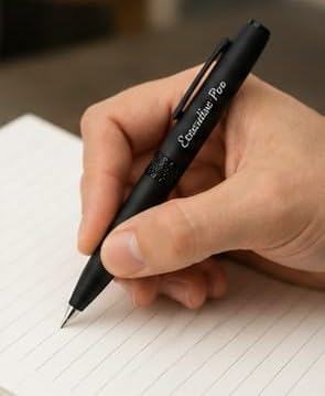 Image of Executive Ballpoint Pen, Matte Black, Metal Body, Magnetic Cap Closure, Smooth Ink Flow, Engraved Detailing.