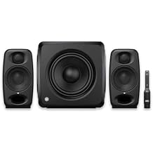 IK Multimedia iLoud Micro Monitor Pro Black Pair & iLoud Sub Bundle with ARC Calibration, 25Hz Bass Extension, Portable Reference Speaker System for Mixing, Production & DJ Setup