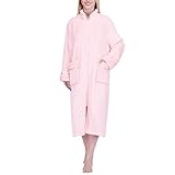PAVILIA Bata de baño de forro polar con cremallera frontal para mujer, S-M