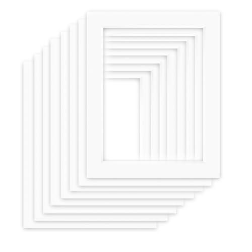 XQEUMC 8 Pcs Passe Partout Blanc Cadre Photo Carton A3(29.7x42cm),(Intérieures:20.8x29.5cm DIN A4) Passe-Partout Carré pour l'encadrement Photos, Affiches, Impressions d'art