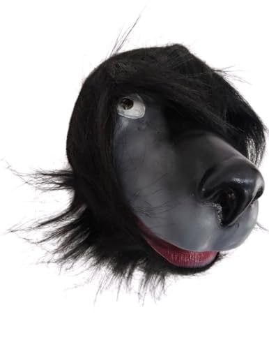 Image of BookMyCostume Jamwant Mythological Fancy Dress Mask - Grey & Black Face Mask with Hair Outline for Ramleela Role Play | Adult Size