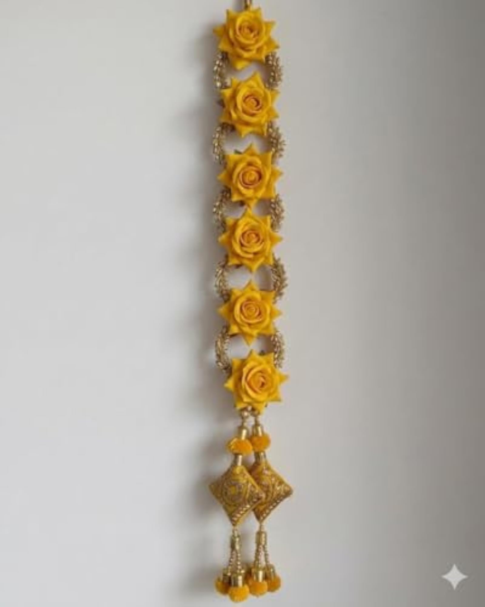 Hair Extensions Punjabi Paranda with Yellow Foam Rose, Traditional