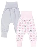 Warme, mitwachsende Babyhose aus doppellagigem Jersey-Stoff für Mädchen - im preisgünstigen 2er Set