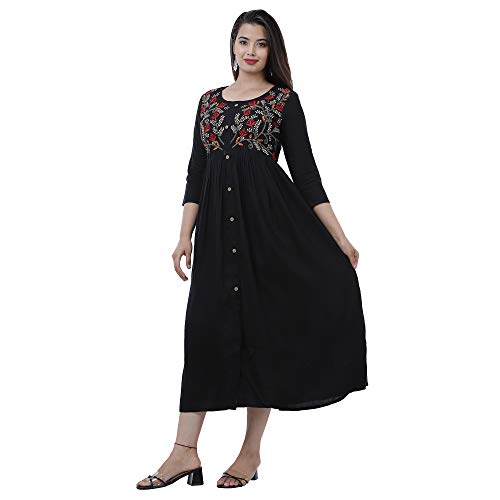 Image of DMP FASHION Women' s Rayon Classy Embroidery Work Flared Kurta