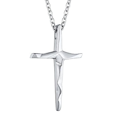 ChainsHouse Cross Necklace for Men, Black/18K Gold Plated/Stainless Steel Christian Jewelry Cross Pendant Necklace for Men, with Gift Box a: Jecus Cross-Black