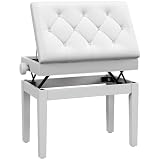 HOMCOM Sgabello Pianoforte con Altezza Regolabile 48-58 cm 200 kg Bianco
