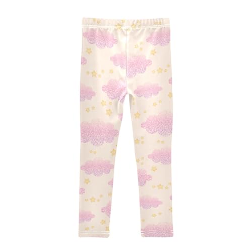 Cloud and Glitter Star Pattern Girls Leggings,Workout Leggings for Girls Toddler Athletic Leggings Size for 3-10T2