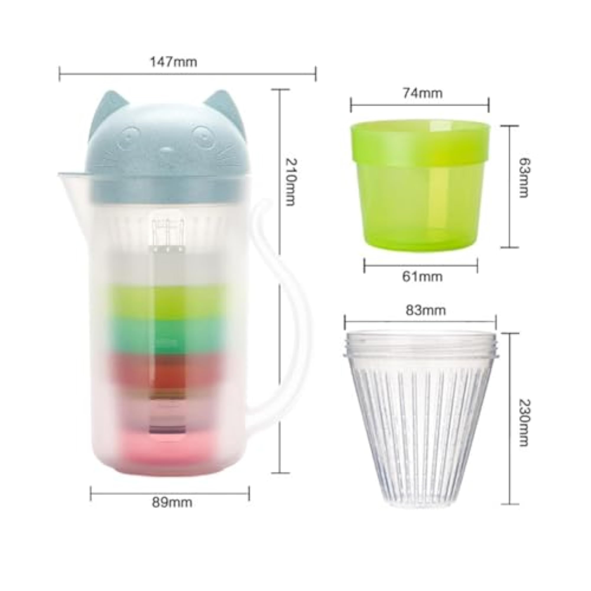 Water Pitcher with Cups for Tea and Water