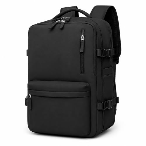 Mochila de Viagem Expansível 40L Impermeável para Notebook Mochila Executiva Grande Premium com USB, Ideal para Trabalho, Faculdade e Cabine de Avião Masculina e Feminina (PRETO)