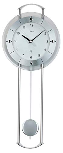 AMS 5254 Pendule Moderne Radio-pilotée en Aluminium