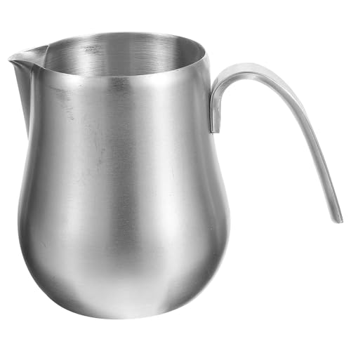 Toyvian Jarra de Leche para Espumar de Acero Inoxidable 650 Ml con Asa Jarra de Crema para Café y Cappuccino para Espresso y Leche en Cocina