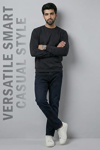Image of EXCELLO Men's Sweatshirt, 100% Cotton Feel, GSM 280, Premium Cotton, Biowash, Long Sleeve, Casual