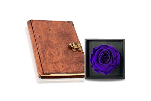 Woodland Leathers Konservierte Rosenblüte "With Love" mit nachfüllbarem Tagebuch (lila) Cover