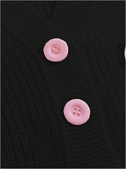 Womens Bow Cropped Cardigan Sweater Long Sleeve V Neck Button Down Chunky Knit Loose Crop Tops - Image 4