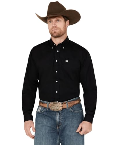 Cinch Western Shirt Mens Garner L/S Solid Pinpoint Black MT10320083