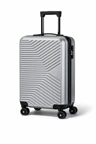 Mala de Bordo Viagem Pequena ABS 10kg Rodinhas 360° Fechadura com Senha (Prata)
