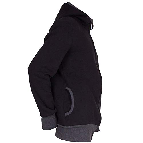 amropi Känguru Hoodie Babytrage Männer Pullover Winter Warme Babytrage Mantel Schwarz,M