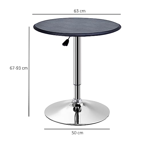 Miniatura 3 de Homcom Mesa De Bar Redonda Ajustable En Altura 67-93 Cm, Mesa Alta De Bar, Tablero Ø63 Cm Y Giratorio 360 , Con Base Redonda De Metal Cromado, Para Bistró, Cocina Comedor, Negro