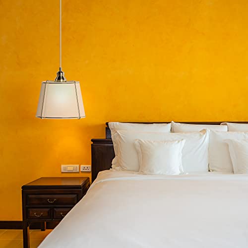 Etl Listed Brushed Gold Pendant Plug-In Hanging Swag Light With 12" Beautiful Linen Shade In Dainty Gold Cage With 15Ft Cord With On/Off Switch, For Entry Foyer Living Dining Kitchen Bedroom Office #TOP2