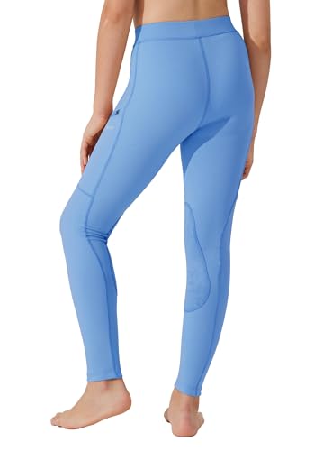 Image of Willit Girls Horse Riding Pants Tights Kids Equestrian Breeches Knee-Patch Youth Schooling Tights Zipper Pockets