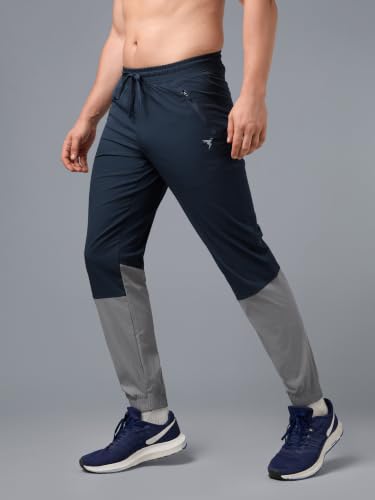 Image of TECHNOSPORT Mens Woven Regular Fit Activewear Joggers for Running, Gym, Sports and Regular Use Stretchable, Colorblock and Antimicrobial