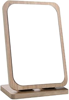 ZHUOAI Wooden Vanity Mirror Desktop Makeup Mirror Wood Frame Cosmetic HD Mirror (Wooden Rectangle)