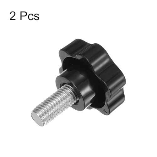 QUARKZMAN 2 Stück Rändelschrauben mit Sterngriff M12 x 25mm x 46mm Sterngriffschraube Kunststoff Knopf Edelstahl 304 Gewindebolzen Klemmschraube Sterngriffmutter Klemmknopf für Maschine