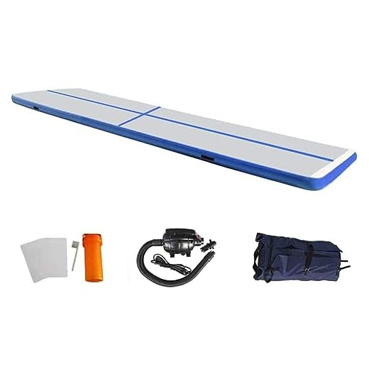 EZ GLAM 13ft Air Track Inflatable Gymnastics Tumbling Air Track Mat Electric Air Pump Cheerleading/Practice Gymnastics/Beach/Park/Home use(13ftx3.3ftx4in(4x1x0.1m), Dark Blue-L)
