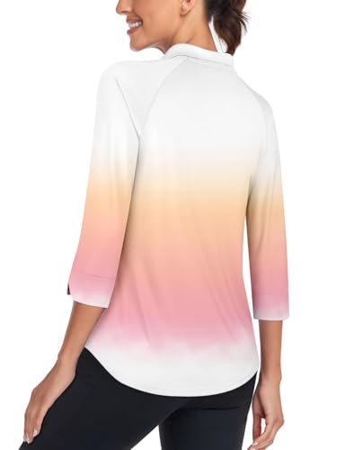 Image of Cucuchy Style Womens Golf Shirt 3 /4 Sleeve Quarter Zip Workout Tennis Tops Quick Dry UPF 50+ Shirts