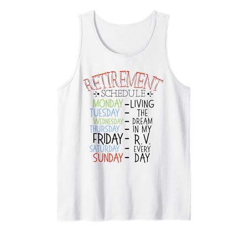 Camping Life Horario de jubilación Furgoneta Autocaravana Camiseta sin Mangas