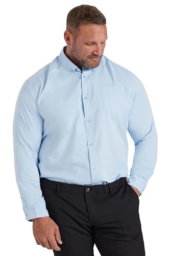 BadRhino Big & Tall Light Blue Long Sleeve Oxford Shirt - Men's - Plus Size Curve