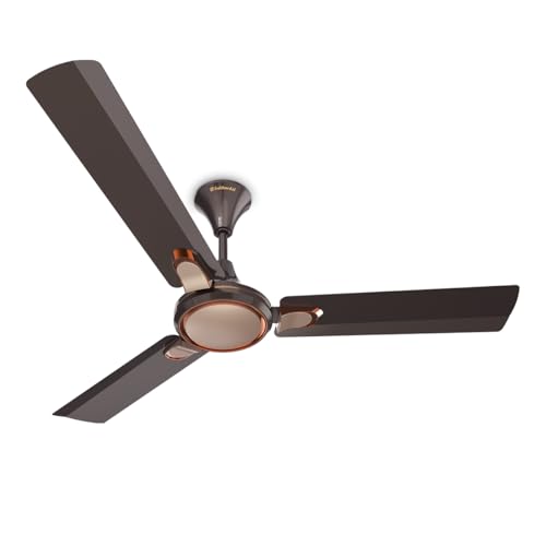 Image of Goldmedal Senora 1200 mm BEE Certified Star Rated Decorative Ceiling Fan | Anti Dust| High Air Delivery| High RPM | 2 years Warranty (Chocolate Gold)