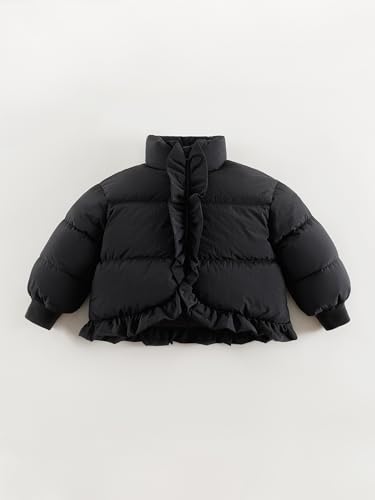 marc & janie Girls 3D Lace Down Jacket Loose Snap Button Long Sleeve Coat Warm Outerwear 2411952