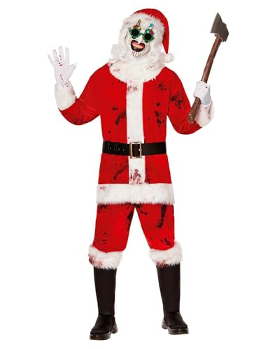 Spirit Halloween Terrifier Adult Art the Clown Santa Costume Officially Licensed Horror Men Size SMALL/MEDIUM Standard Multicolor