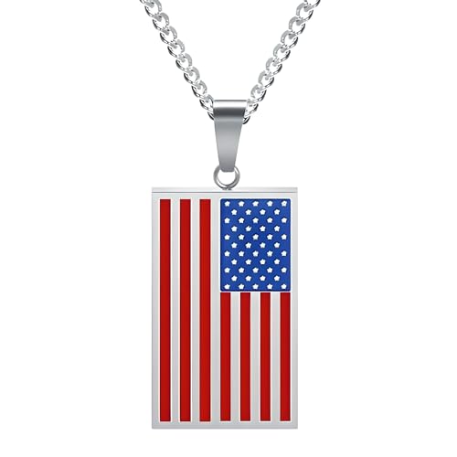 Collier drapeau américain argent hypoallergénique fini les bijoux ternes pour le 4 juillet