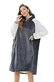 Benutzerfreundlich - oversized hoodie decke besteht aus den Ärmeln und den Funktionstaschen. Decke hoodie damen kann Sie vollständig bedecken, während Sie sich frei bewegen und mit Ihren Händen arbeiten! In den Taschen können Sie Ihr Smartphone, Ihre Fernbedienung, Snacks oder andere Gegenstände verstauen.