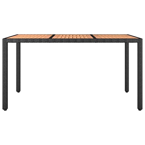 Mesa de jardín resistente a la intemperie de madera y ratán 150x90cm 4