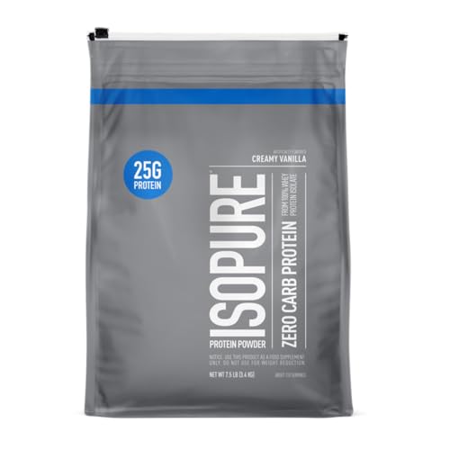 Isopure Zero Carb 100% Pure Whey Isolate Protein Powder, Gluten Free, With Vitamins, Creamy Vanilla, 25g Protein Per Serving, 7.5 Lbs, 110 Servings (Packaging May Vary)