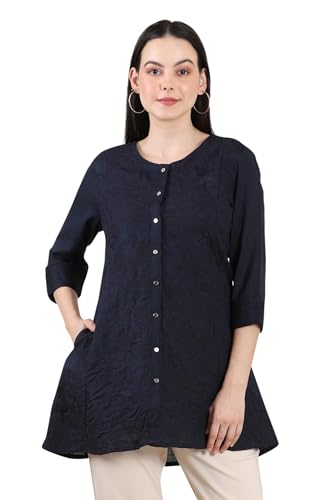 Haut à col mandarin teint en fil W for Woman, l'excellence du coton