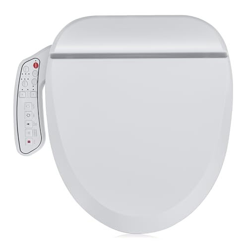 ZMJH ZMA102D Bidet Toilet Seat Round Smart Unlimited Warm Water Vortex Wash Electronic Heated Warm Air Dryer Rear and Front Wash LED Light Need Electricity White (Round)