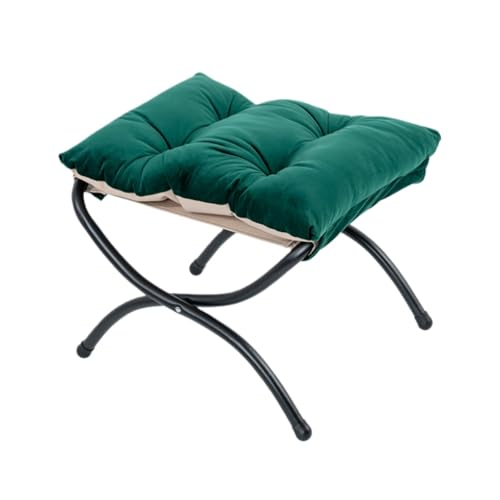 Deronder フットスツール、折りたたみスツール、オットマン、軽量、足置き台、踏み台、足枕、耐荷重80KG 高反発 カラフルなクッション 完成品 贈り物 (濃い緑色)