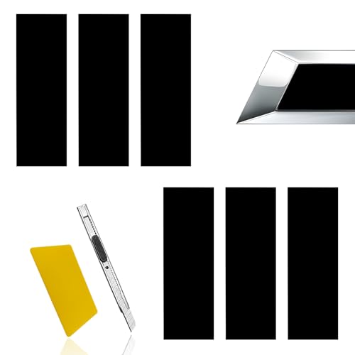 6PCS Matte Black DIY Bowtie Emblem Overlay Decals – Universal Cut-to-Fit Vinyl Wrap Stickers for Chevy Logo (11.8' x 4') - Black