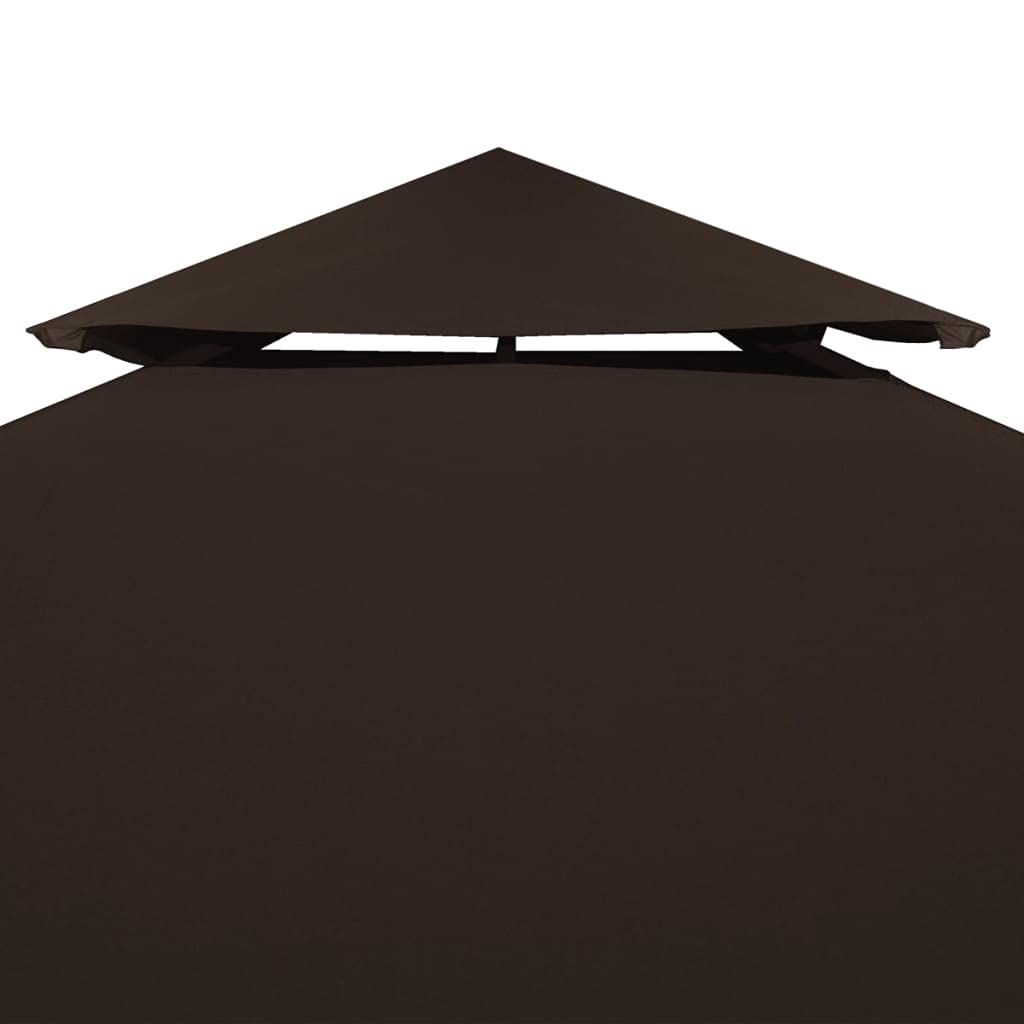 vidaXL Toile Supérieure Double de Belvédère Toit de Chapiteau Gazebo Jardin Terrasse Extérieur Protection Contre Le Soleil 310 g/m² 3x3 m Marron
