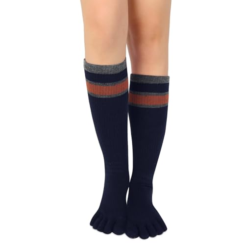 Image of Benefeet Sox Womens Knee High Toe Socks Non Slip Long Toe Socks Unisex Five Finger Socks Knee High Yoga Socks with Grips