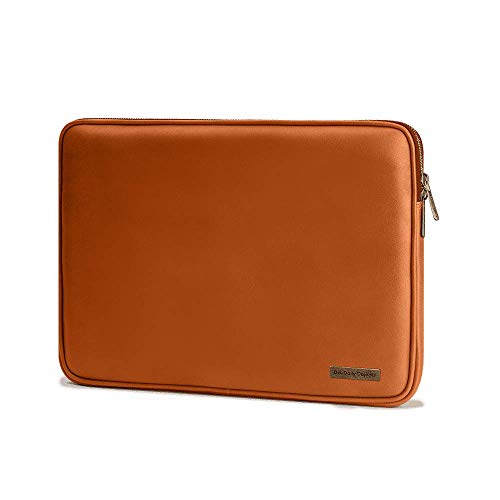 Image of DailyObjects Zippered Sleeve for MacBook & Laptop 13 Inch | Solid Tan PU Leather Sleeves with Inner Lining | Durable Stylish Light Weight Sleek Design with Zip Closure