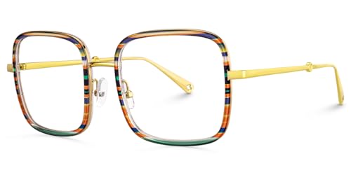 Image of VOOGLAM Square Blue Light Blocking Glasses for Women Anti Eyestrain UV Computer Eyewear Jace